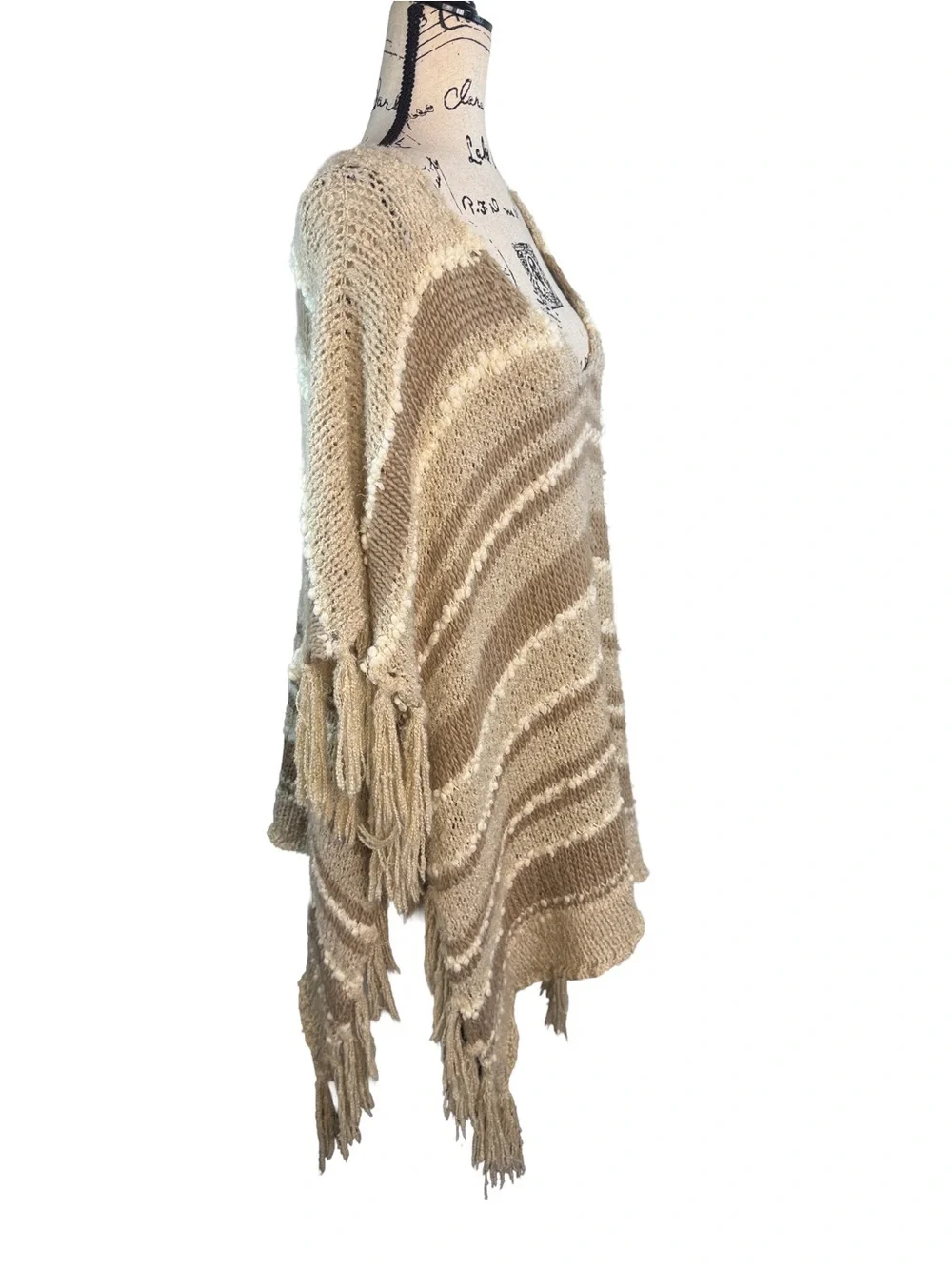 Free People Big Dipper Fringed Poncho Sweater